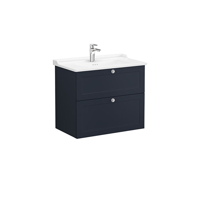 68874_01_e7b01b3d17311fdf4ff15b3aded9042afd7c48e0-1.jpg VitrA Root Classic Lavabo Dolabı, 80 cm, İki Çekmeceli, Klasik Lavabo, Mat Lacivert - Görsel 1