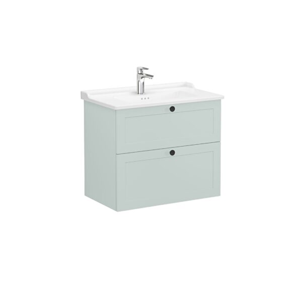 VitrA Root Classic Lavabo Dolabı, 80 cm, İki Çekmeceli, Klasik Lavabo, Mat Retro Yeşil