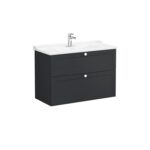 VitrA Root Classic Lavabo Dolabı, 100 cm, İki Çekmeceli, Klasik Lavabo, Mat Grafit - Görsel 2