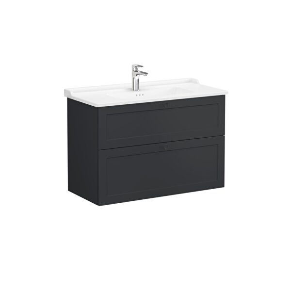 VitrA Root Classic Lavabo Dolabı, 100 cm, İki Çekmeceli, Klasik Lavabo, Mat Grafit