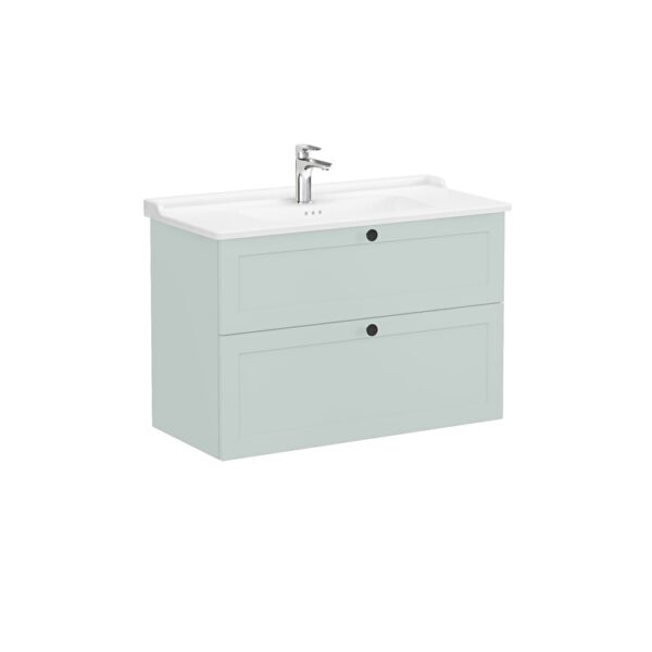 VitrA Root Classic Lavabo Dolabı, 100 cm, İki Çekmeceli, Klasik Lavabo, Mat Retro Yeşil