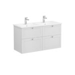 VitrA Root Classic Lavabo Dolabı, 120 cm, Dört Çekmeceli, Köşeli Lavabo, Mat Açık Gri