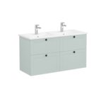 VitrA Root Classic Lavabo Dolabı, 120 cm, Dört Çekmeceli, Köşeli Lavabo, Mat Retro Yeşil
