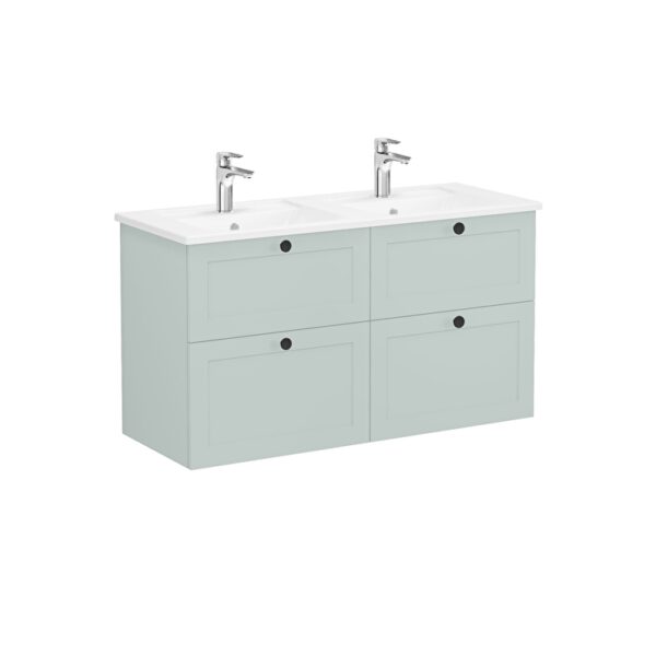 VitrA Root Classic Lavabo Dolabı, 120 cm, Dört Çekmeceli, Köşeli Lavabo, Mat Retro Yeşil