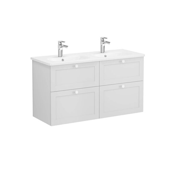 VitrA Root Classic Lavabo Dolabı, 120 cm, Dört Çekmeceli, Yuvarlak Lavabo, Mat Açık Gri