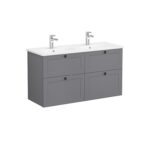 VitrA Root Classic Lavabo Dolabı, 120 cm, Dört Çekmeceli, Yuvarlak Lavabo, Mat Gri - Görsel 3