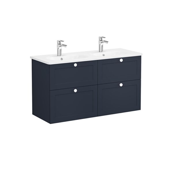 VitrA Root Classic Lavabo Dolabı, 120 cm, Dört Çekmeceli, Yuvarlak Lavabo, Mat Lacivert
