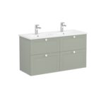 VitrA Root Classic Lavabo Dolabı, 120 cm, Dört Çekmeceli, Yuvarlak Lavabo, Mat Retro Yeşil - Görsel 2