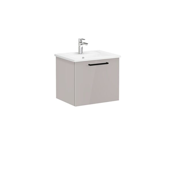 VitrA Root Flat Lavabo Dolabı, 60 cm, Bir Çekmeceli, Köşeli Lavabo, Parlak Sahra Beji