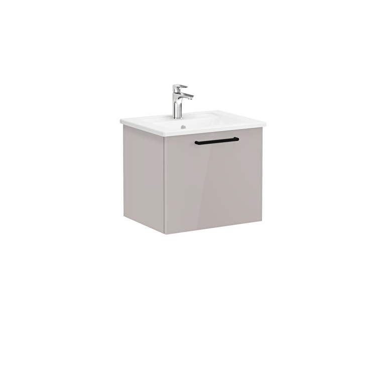 68c87672df7d8715bdf7bdf276c60d7a7b9a3f36-1.jpg VitrA Root Flat Lavabo Dolabı, 60 cm, Bir Çekmeceli, Köşeli Lavabo, Parlak Sahra Beji - Görsel 1