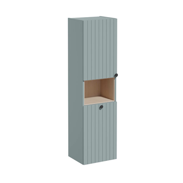 VitrA Root Groove Boy Dolabı, 40 cm, İki Kapaklı, Kısa, Çamaşır Sepetli, Mat Fiyord Yeşili, Sol