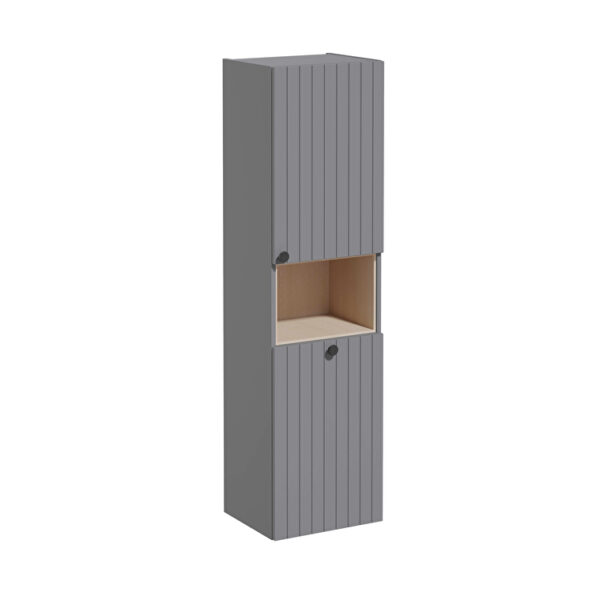 VitrA Root Groove Boy Dolabı, 40 cm, İki Kapaklı, Kısa, Çamaşır Sepetli, Mat Gri, Sağ