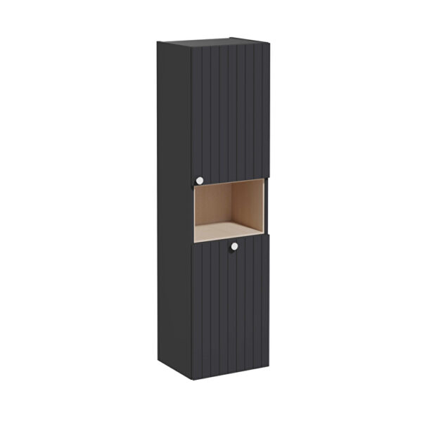 VitrA Root Groove Boy Dolabı, 40 cm, İki Kapaklı, Kısa, Çamaşır Sepetli, Mat Grafit, Sağ