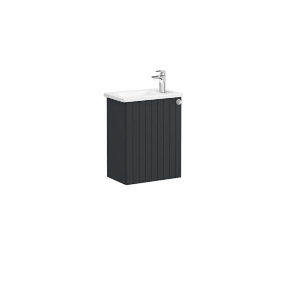 VitrA Root Groove Lavabo Dolabı, 45 cm, Bir Kapaklı, Dar, Köşeli Lavabo, Mat Grafit, Sol
