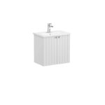VitrA Root Groove Lavabo Dolabı, 60 cm, İki Kapaklı, Dar, Yuvarlak Lavabo, Mat Açık Gri