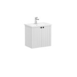 VitrA Root Groove Lavabo Dolabı, 60 cm, İki Kapaklı, Dar, Yuvarlak Lavabo, Mat Açık Gri - Görsel 2