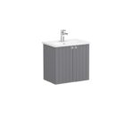VitrA Root Groove Lavabo Dolabı, 60 cm, İki Kapaklı, Dar, Yuvarlak Lavabo, Mat Gri