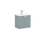 VitrA Root Groove Lavabo Dolabı, 60 cm, İki Kapaklı, Dar, Yuvarlak Lavabo, Mat Fiyord Yeşili