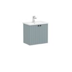 VitrA Root Groove Lavabo Dolabı, 60 cm, İki Kapaklı, Dar, Yuvarlak Lavabo, Mat Fiyord Yeşili - Görsel 2
