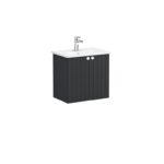 VitrA Root Groove Lavabo Dolabı, 60 cm, İki Kapaklı, Dar, Yuvarlak Lavabo, Mat Grafit - Görsel 2