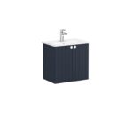 VitrA Root Groove Lavabo Dolabı, 60 cm, İki Kapaklı, Dar, Yuvarlak Lavabo, Mat Lacivert