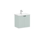 VitrA Root Groove Lavabo Dolabı, 60 cm, İki Kapaklı, Dar, Yuvarlak Lavabo, Mat Retro Yeşil
