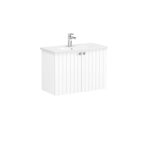VitrA Root Groove Lavabo Dolabı, 80 cm, İki Kapaklı, Dar, Yuvarlak Lavabo, Mat Beyaz