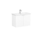 VitrA Root Groove Lavabo Dolabı, 80 cm, İki Kapaklı, Dar, Yuvarlak Lavabo, Mat Beyaz - Görsel 3