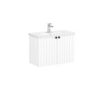 VitrA Root Groove Lavabo Dolabı, 80 cm, İki Kapaklı, Dar, Yuvarlak Lavabo, Mat Beyaz - Görsel 2