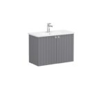 VitrA Root Groove Lavabo Dolabı, 80 cm, İki Kapaklı, Dar, Yuvarlak Lavabo, Mat Gri