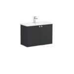 VitrA Root Groove Lavabo Dolabı, 80 cm, İki Kapaklı, Dar, Yuvarlak Lavabo, Mat Grafit
