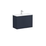 VitrA Root Groove Lavabo Dolabı, 80 cm, İki Kapaklı, Dar, Yuvarlak Lavabo, Mat Lacivert - Görsel 2