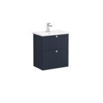 VitrA Root Groove Lavabo Dolabı, 60 cm, İki Çekmeceli, Dar, Yuvarlak Lavabo, Mat Lacivert - Görsel 2