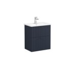 VitrA Root Groove Lavabo Dolabı, 60 cm, İki Çekmeceli, Dar, Yuvarlak Lavabo, Mat Lacivert