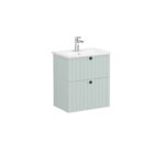 VitrA Root Groove Lavabo Dolabı, 60 cm, İki Çekmeceli, Dar, Yuvarlak Lavabo, Mat Retro Yeşil