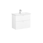 VitrA Root Groove Lavabo Dolabı, 80 cm, İki Çekmeceli, Dar, Yuvarlak Lavabo, Mat Beyaz - Görsel 3