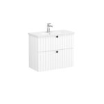 VitrA Root Groove Lavabo Dolabı, 80 cm, İki Çekmeceli, Dar, Yuvarlak Lavabo, Mat Beyaz - Görsel 2
