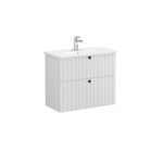 VitrA Root Groove Lavabo Dolabı, 80 cm, İki Çekmeceli, Dar, Yuvarlak Lavabo, Mat Açık Gri - Görsel 2