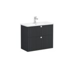 VitrA Root Groove Lavabo Dolabı, 80 cm, İki Çekmeceli, Dar, Yuvarlak Lavabo, Mat Grafit - Görsel 3