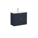 VitrA Root Groove Lavabo Dolabı, 80 cm, İki Çekmeceli, Dar, Yuvarlak Lavabo, Mat Lacivert - Görsel 2