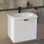VitrA Root Groove Lavabo Dolabı, 60 cm, İki Kapaklı, Yuvarlak Lavabo, Mat Beyaz - Görsel 7