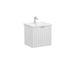 VitrA Root Groove Lavabo Dolabı, 60 cm, İki Kapaklı, Yuvarlak Lavabo, Mat Açık Gri