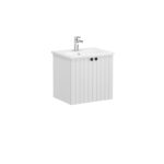 VitrA Root Groove Lavabo Dolabı, 60 cm, İki Kapaklı, Yuvarlak Lavabo, Mat Açık Gri - Görsel 2