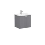 VitrA Root Groove Lavabo Dolabı, 60 cm, İki Kapaklı, Yuvarlak Lavabo, Mat Gri - Görsel 3