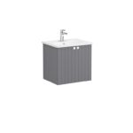 VitrA Root Groove Lavabo Dolabı, 60 cm, İki Kapaklı, Yuvarlak Lavabo, Mat Gri