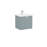 VitrA Root Groove Lavabo Dolabı, 60 cm, İki Kapaklı, Yuvarlak Lavabo, Mat Fiyord Yeşili - Görsel 3