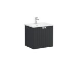 VitrA Root Groove Lavabo Dolabı, 60 cm, İki Kapaklı, Yuvarlak Lavabo, Mat Grafit