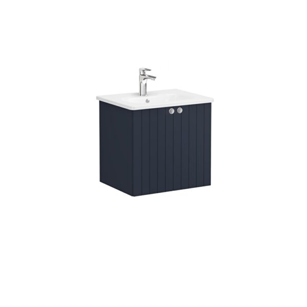 VitrA Root Groove Lavabo Dolabı, 60 cm, İki Kapaklı, Yuvarlak Lavabo, Mat Lacivert