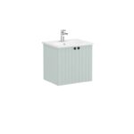 VitrA Root Groove Lavabo Dolabı, 60 cm, İki Kapaklı, Yuvarlak Lavabo, Mat Retro Yeşil