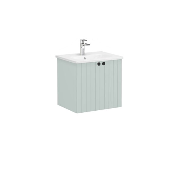 VitrA Root Groove Lavabo Dolabı, 60 cm, İki Kapaklı, Yuvarlak Lavabo, Mat Retro Yeşil